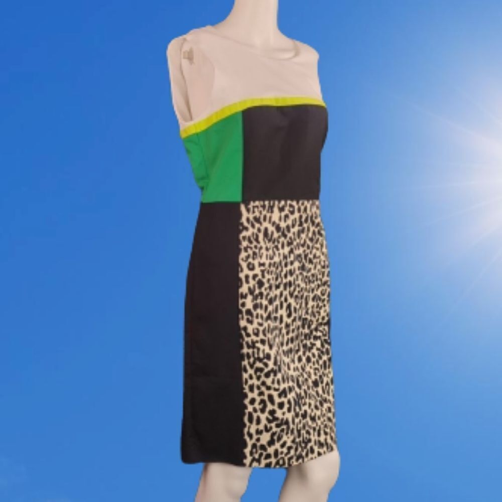 Calvin Klein Leopard Print Color Block Dress - Picture 1 of 15